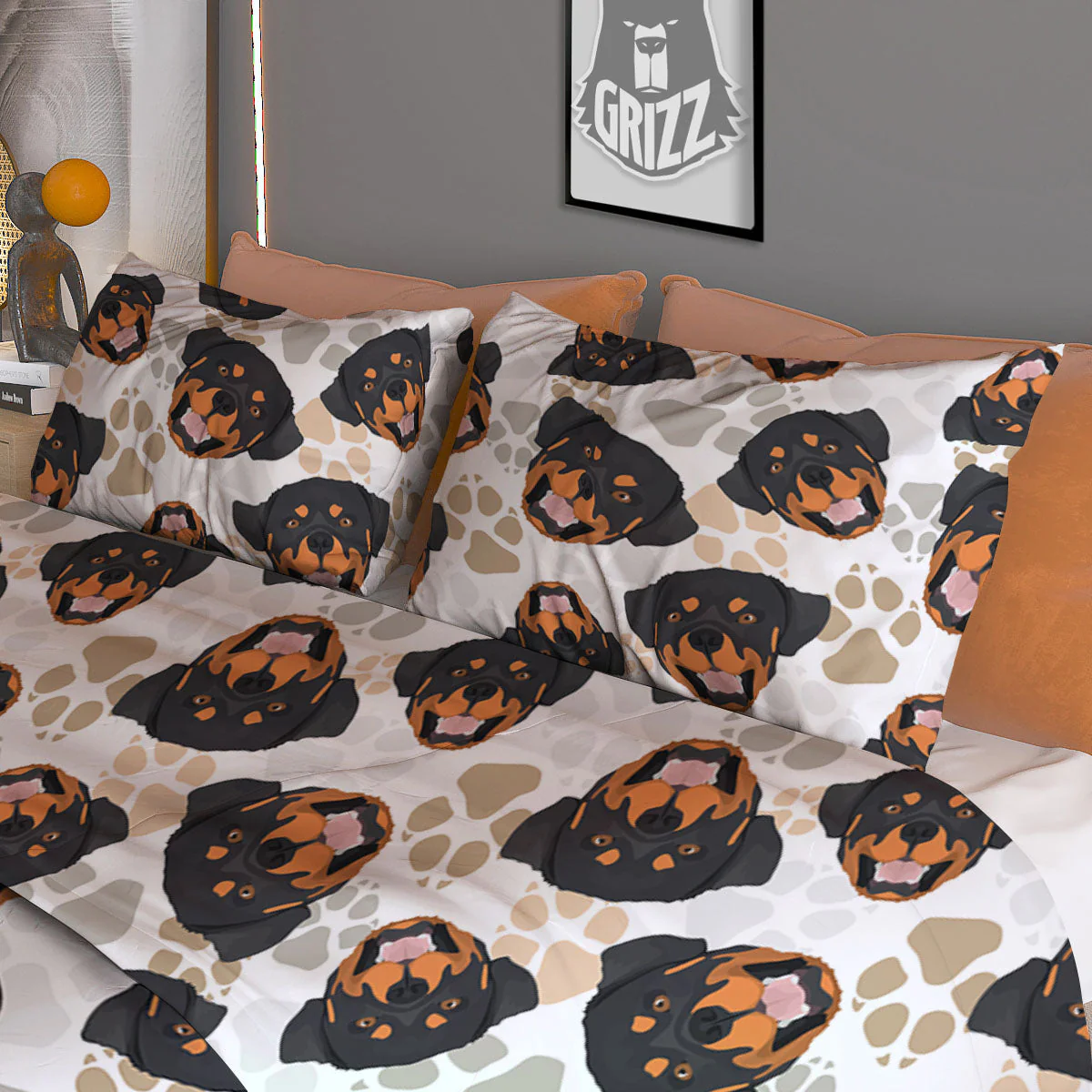 Rottweiler Print Pattern Duvet Cover Bedding Set - Image 3