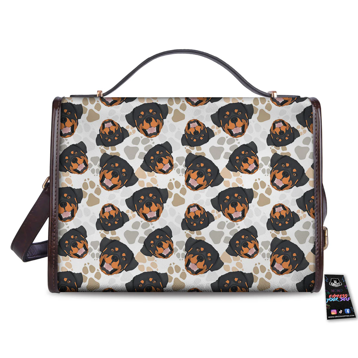 Rottweiler Print Pattern Women's Satchel Bag - Image 2