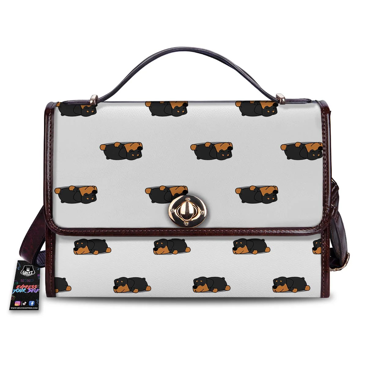 Rottweiler Sleeping Print Pattern Women's Satchel Bag