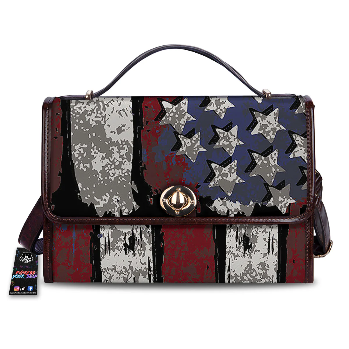 Rough American Flag Print Women's Satchel Bag
