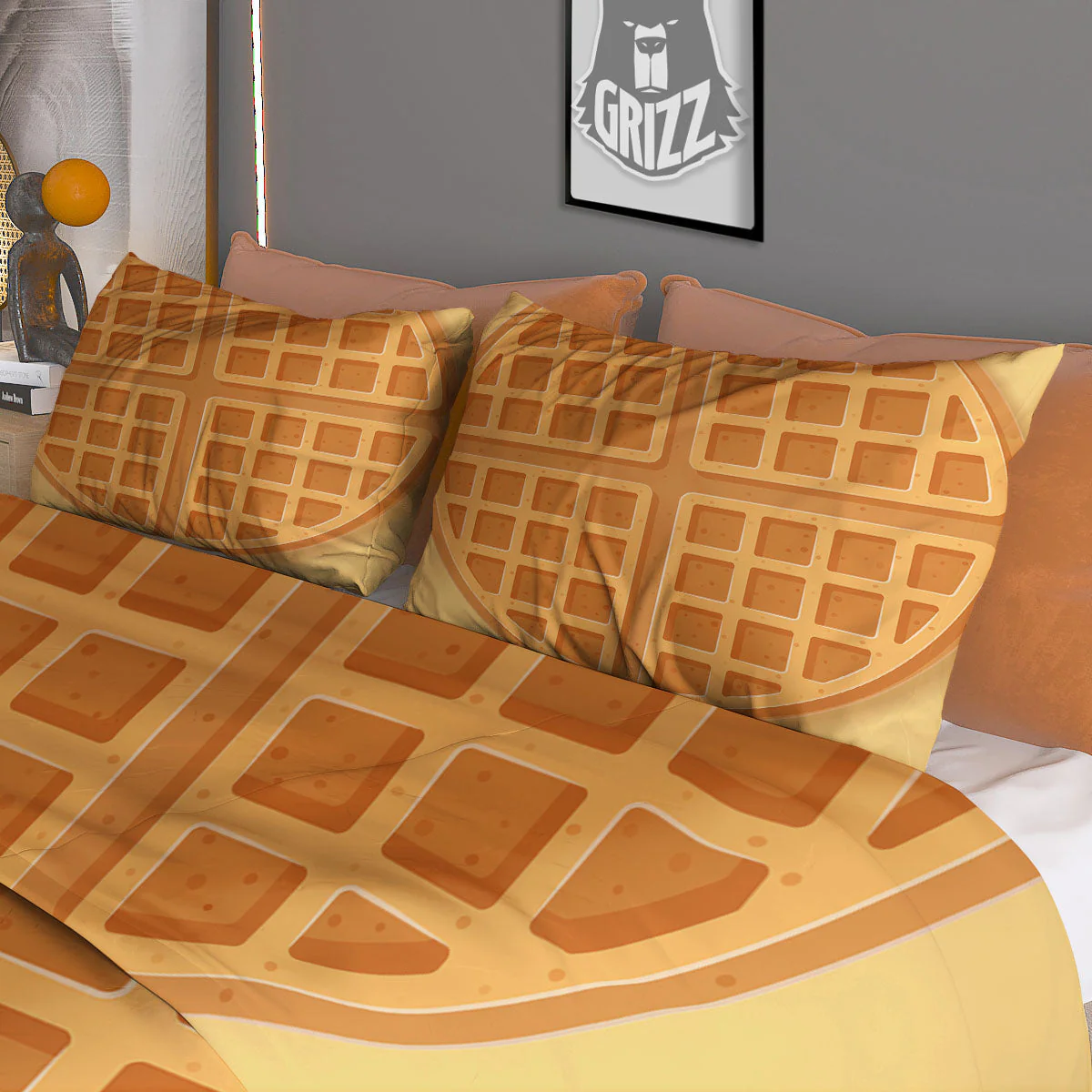 Round Waffle Print Duvet Cover Bedding Set - Image 3
