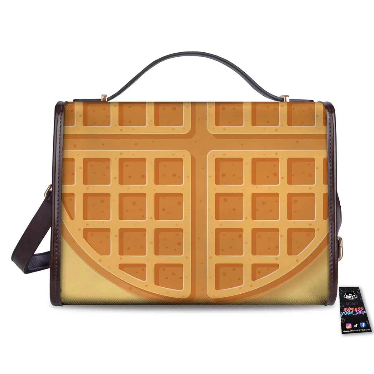 Round Waffle Print Women's Satchel Bag - Image 2