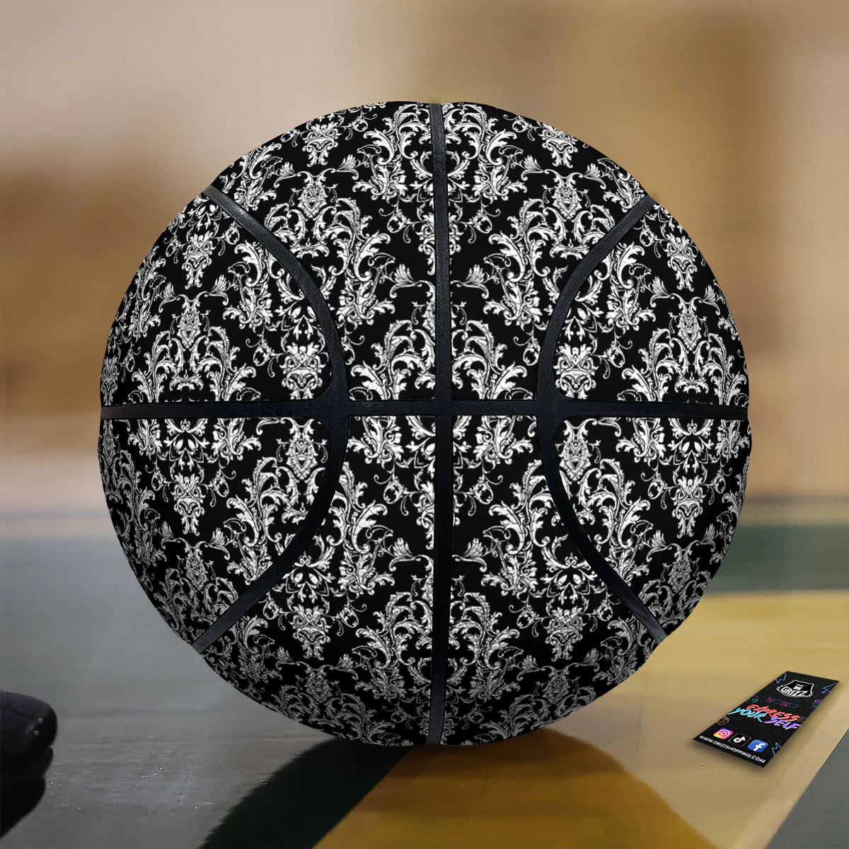 Royal Damask White And Black Print Pattern Basketball