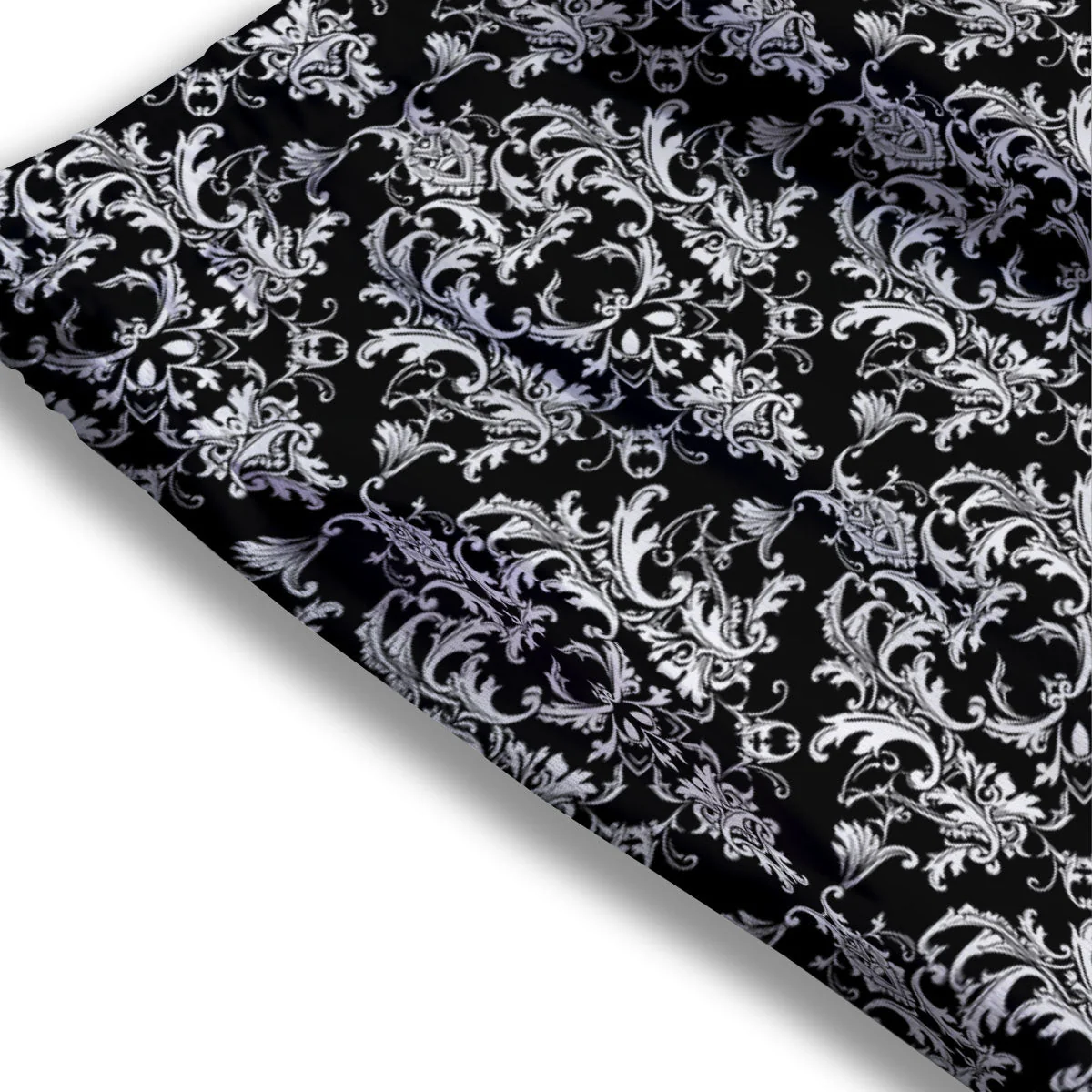 Royal Damask White And Black Print Pattern Mesh Shorts - Image 3