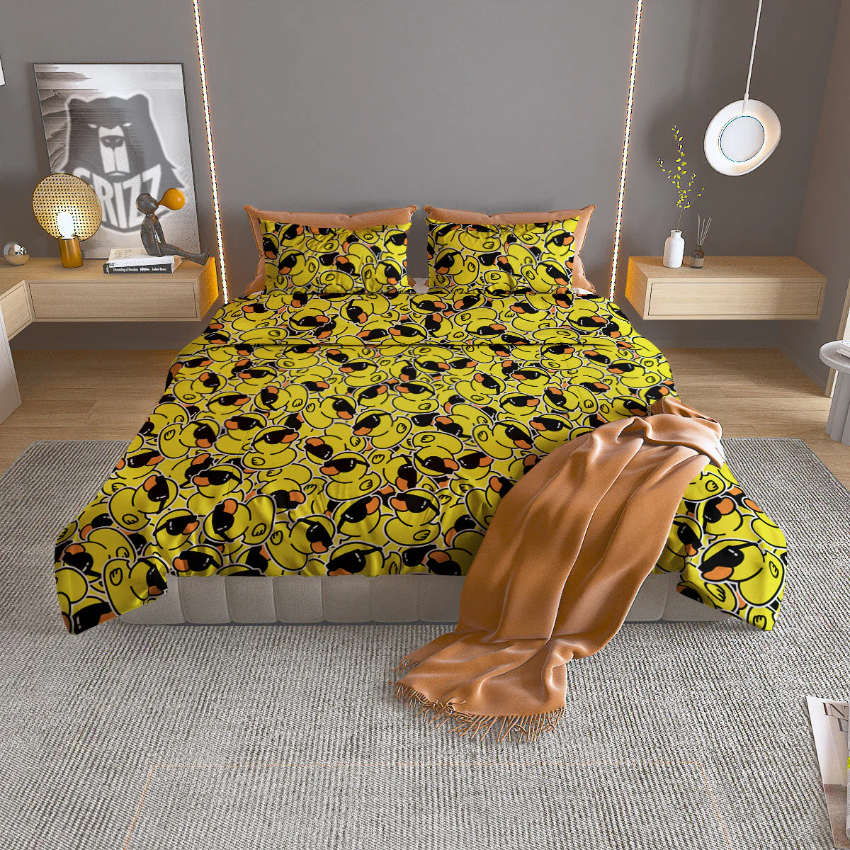 Rubber Duck Mafia Print Pattern Duvet Cover Bedding Set