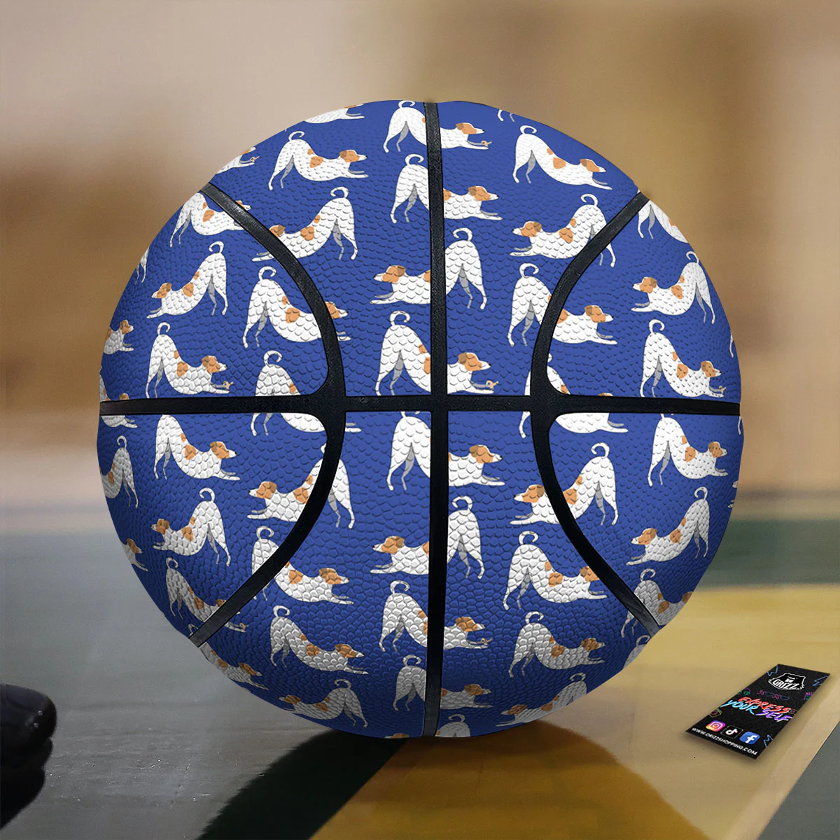 Russell Terrier Blue Jack Print Pattern Basketball