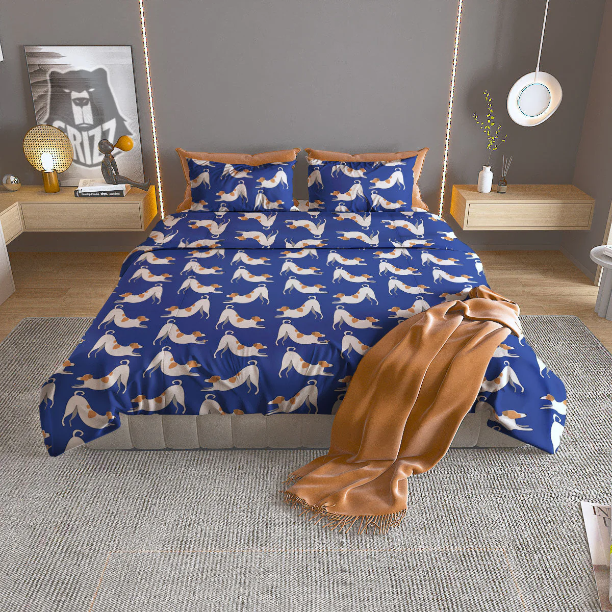 Russell Terrier Blue Jack Print Pattern Duvet Cover Bedding Set