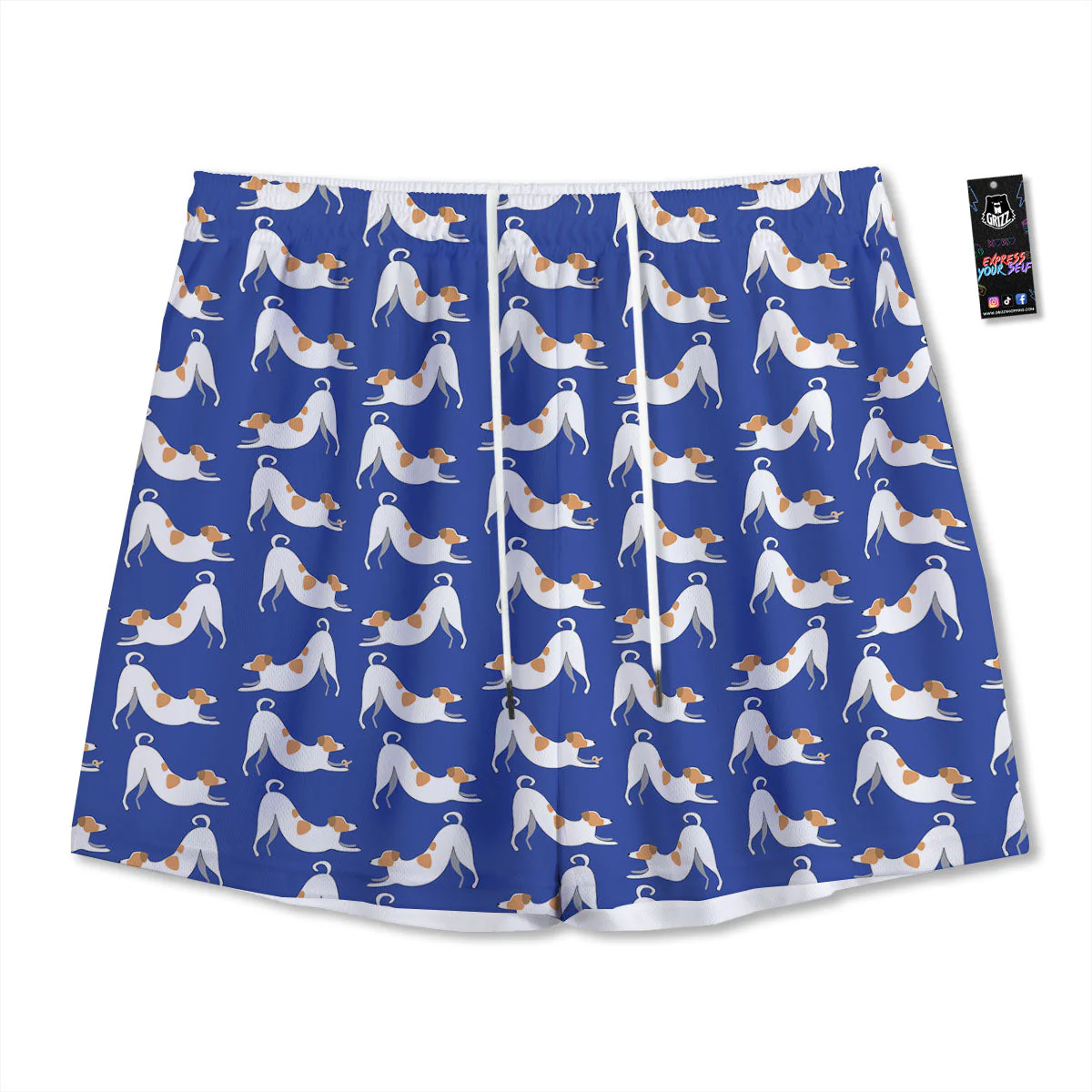 Russell Terrier Blue Jack Print Pattern Mesh Shorts