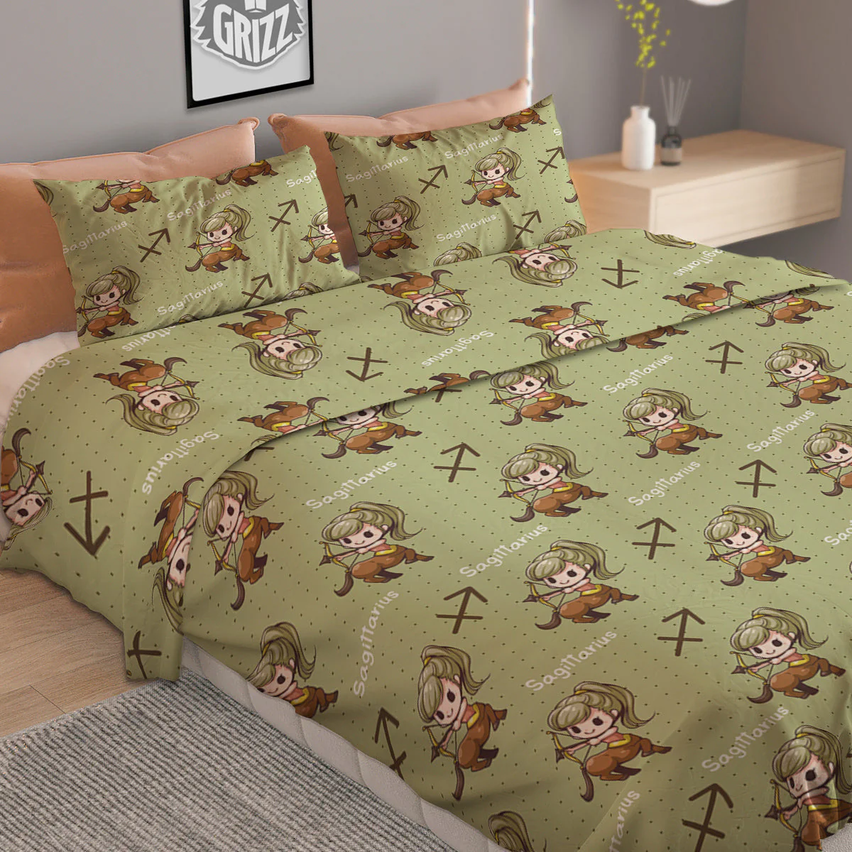 Sagittarius Cute Cartoon Print Pattern Duvet Cover Bedding Set - Image 2