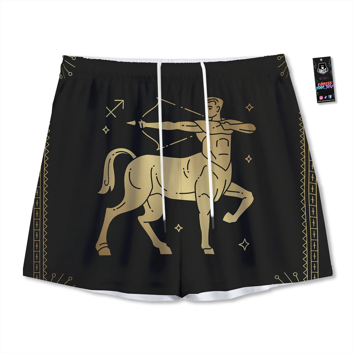 Sagittarius Sign Astrological Print Mesh Shorts
