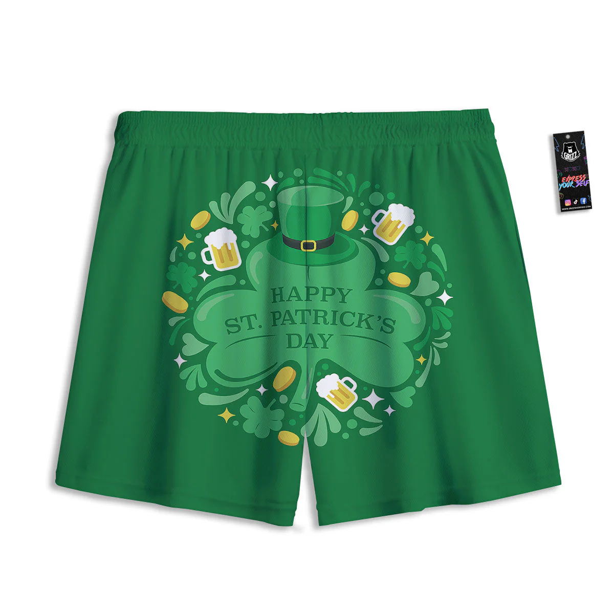 Saint Patrick's Day Green Irish Print Mesh Shorts - Image 2