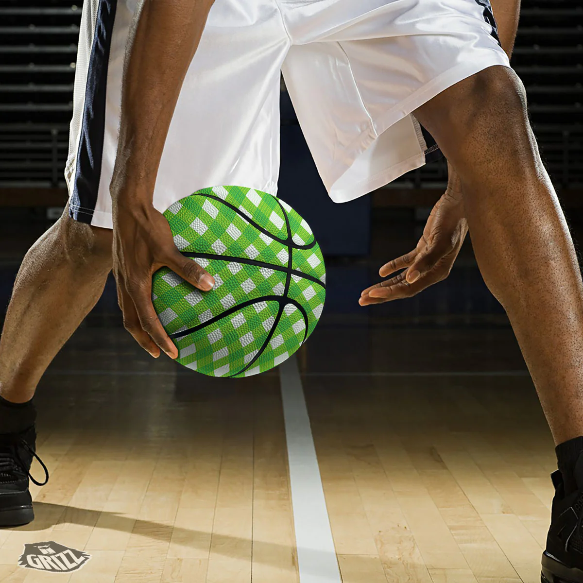 Saint Patrick's Day Green Plaid Print Basketball - Image 3
