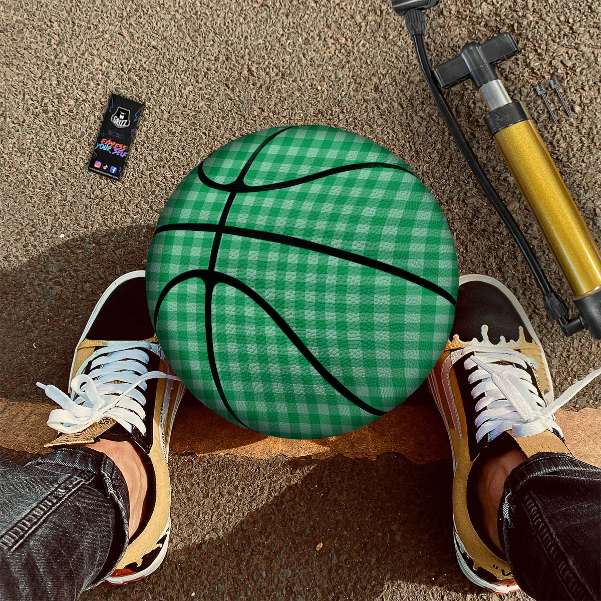 Saint Patrick's Day Green Tartan Print Basketball - Image 2