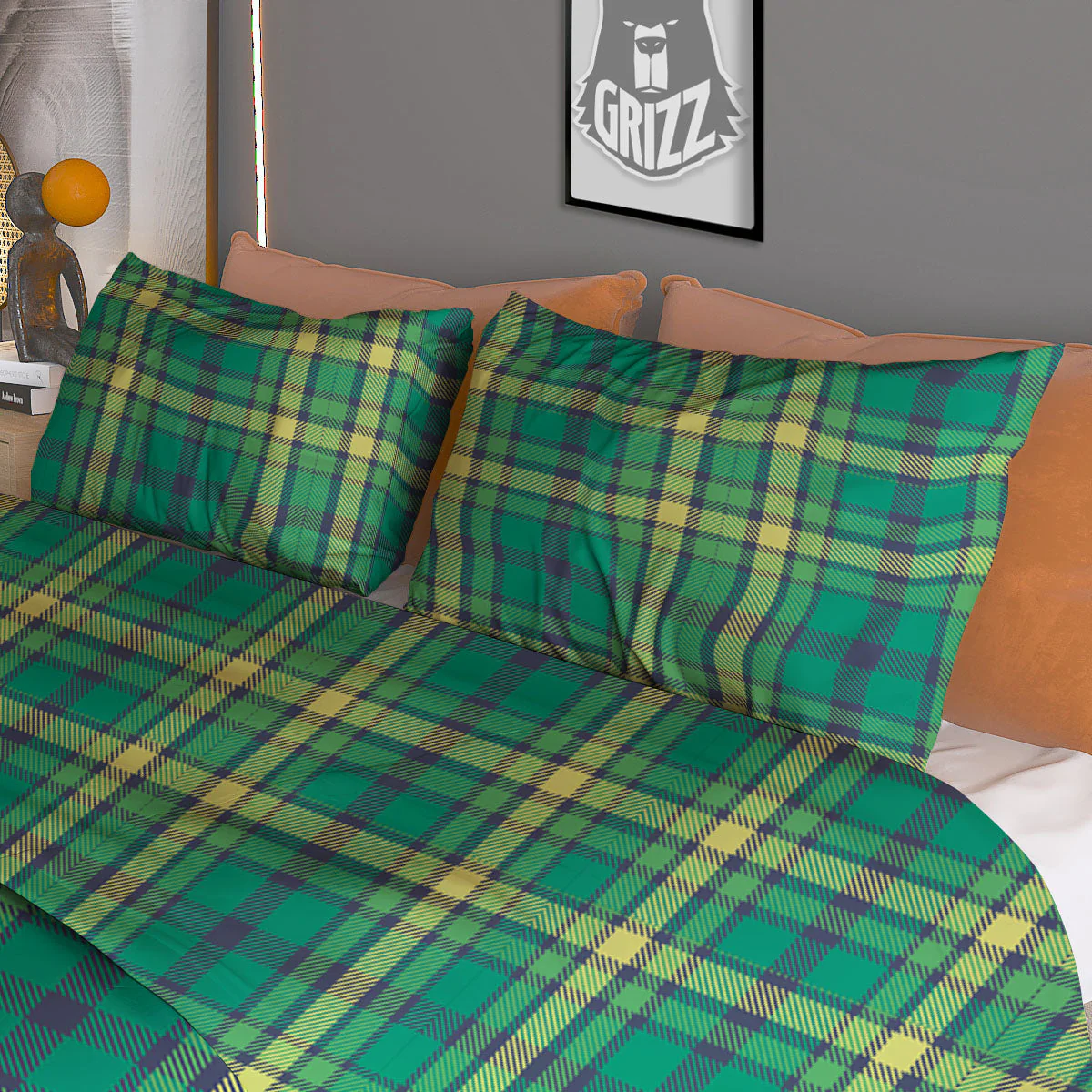 Saint Patrick's Day Irish Check Print Duvet Cover Bedding Set - Image 3