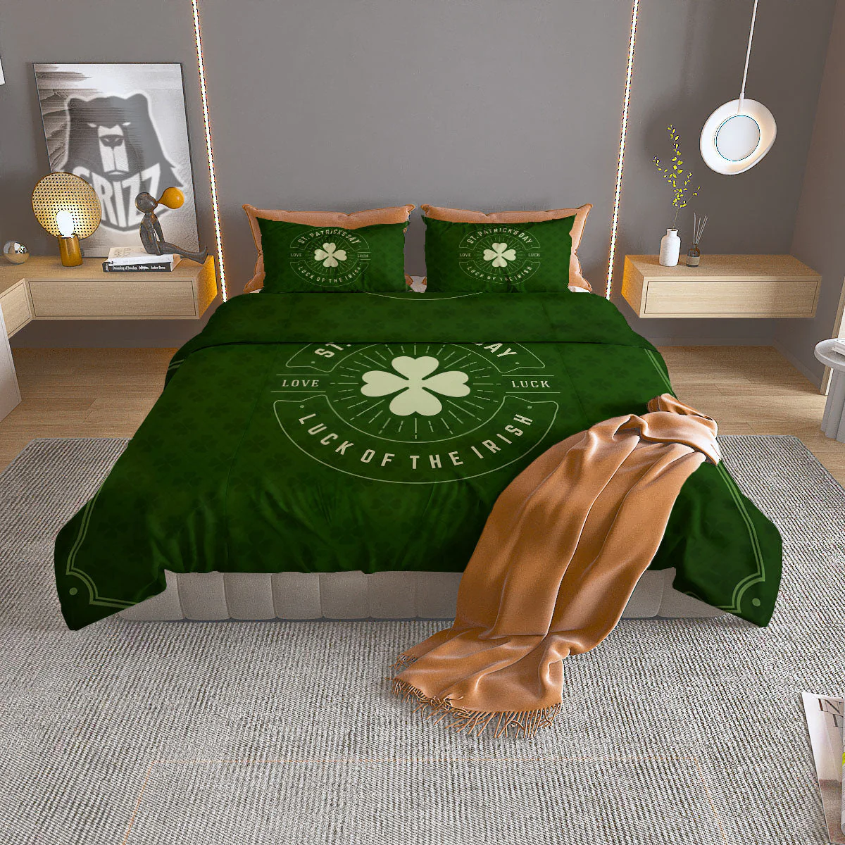 Saint Patrick's Day Irish Clover Print Duvet Cover Bedding Set