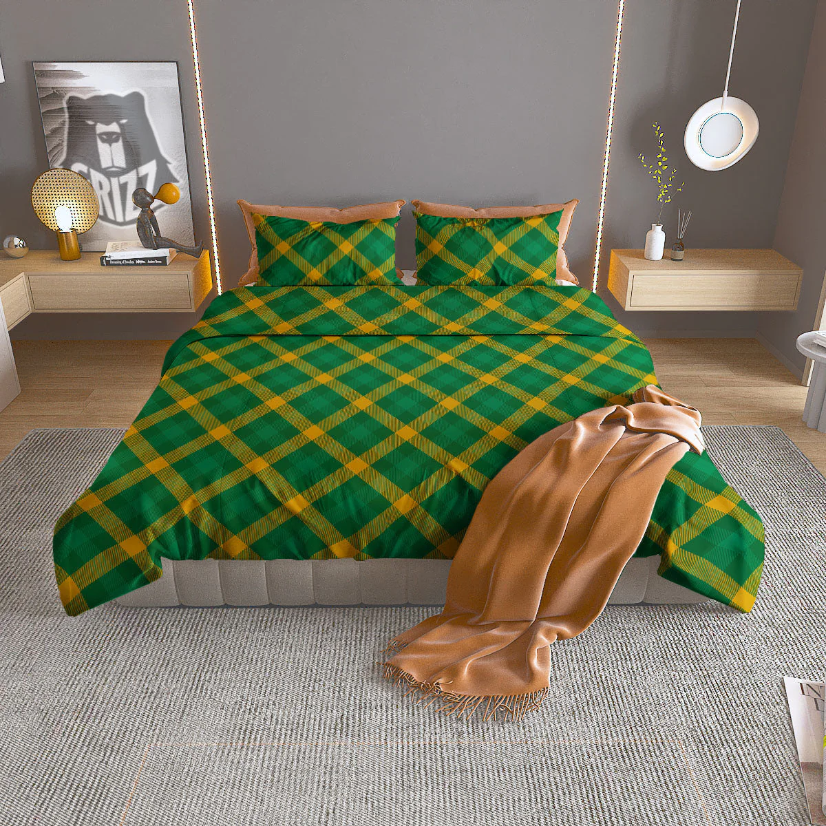 Saint Patrick's Day Irish Plaid Print Duvet Cover Bedding Set