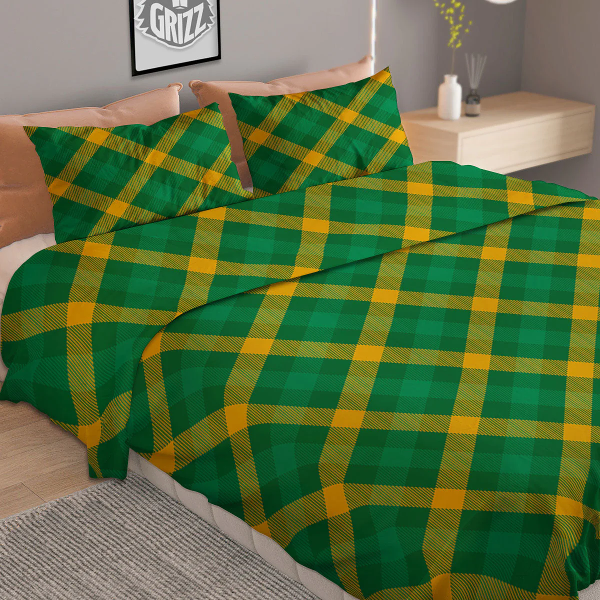 Saint Patrick's Day Irish Plaid Print Duvet Cover Bedding Set - Image 2
