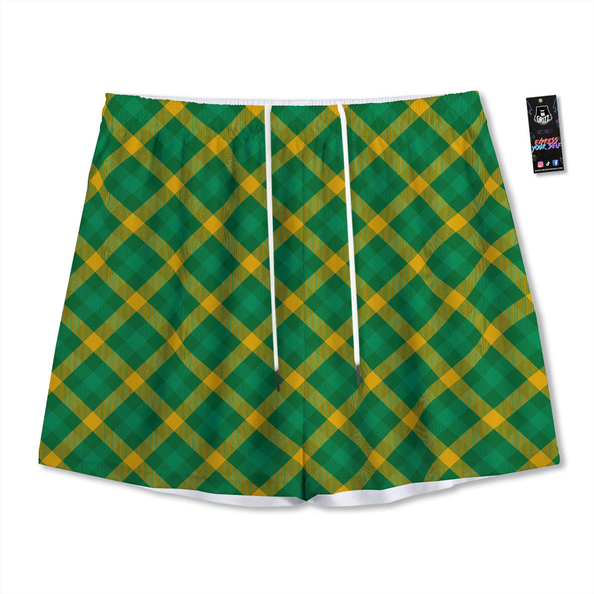 Saint Patrick's Day Irish Plaid Print Mesh Shorts