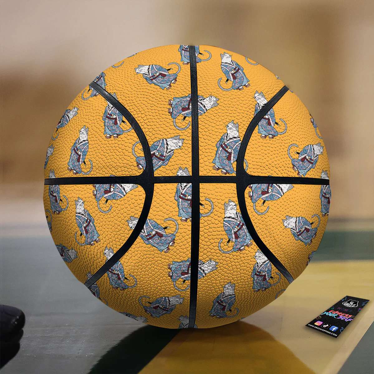 Samurai Cat Print Pattern Basketball