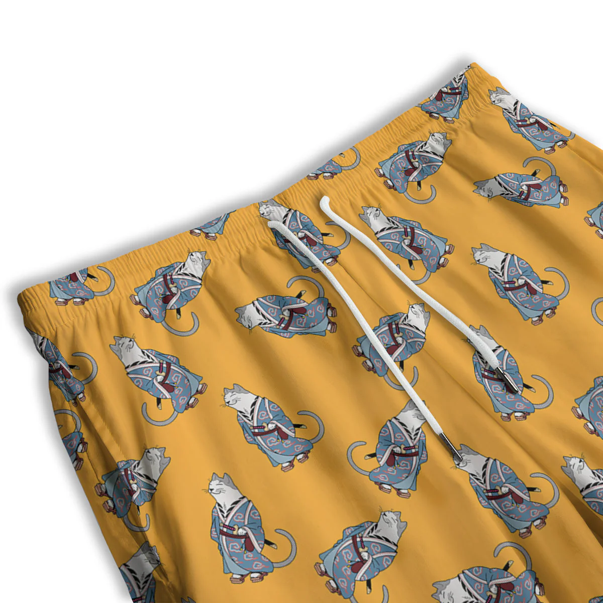 Samurai Cat Print Pattern Men's Athletic Shorts - Image 3