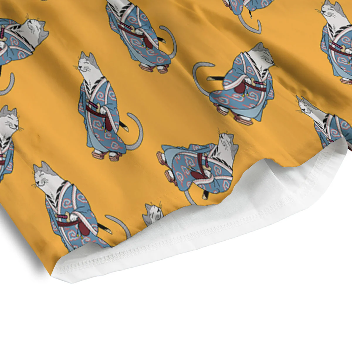 Samurai Cat Print Pattern Men's Athletic Shorts - Image 4