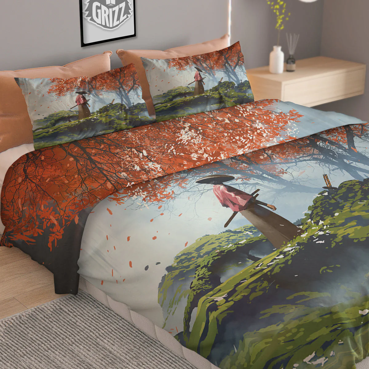 Samurai Fantasy Print Duvet Cover Bedding Set - Image 2