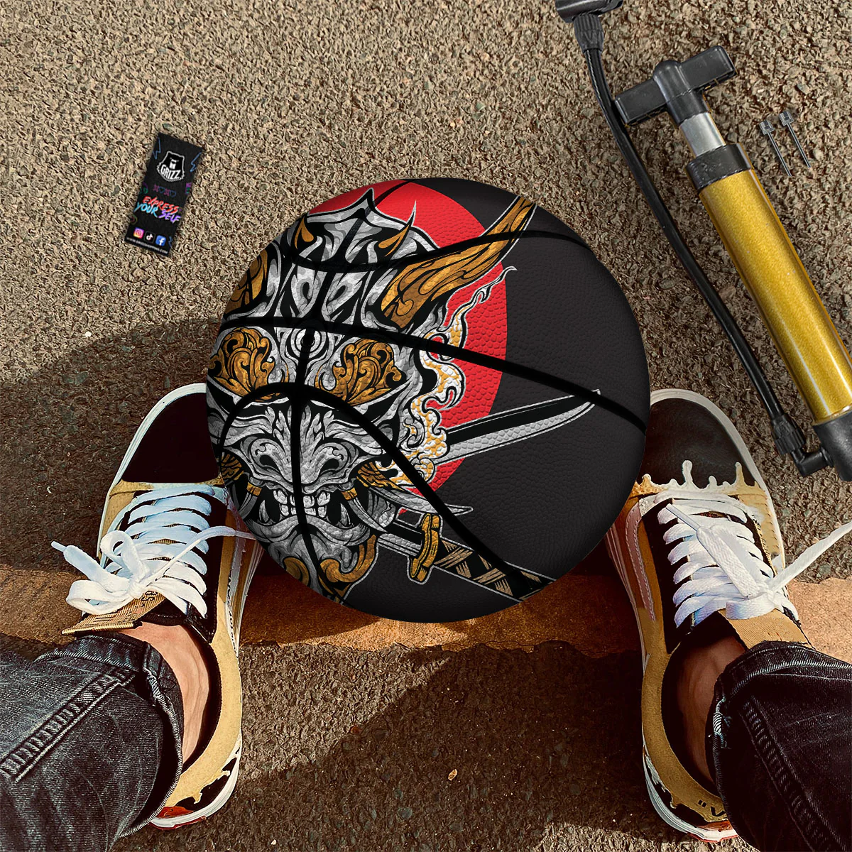 Samurai Ghost Japanese Print Basketball - Image 2