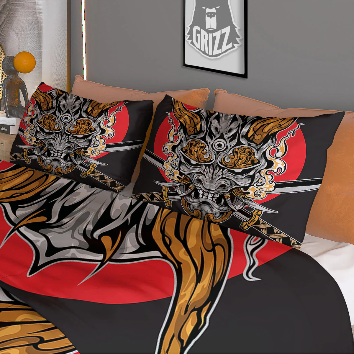 Samurai Ghost Japanese Print Duvet Cover Bedding Set - Image 3