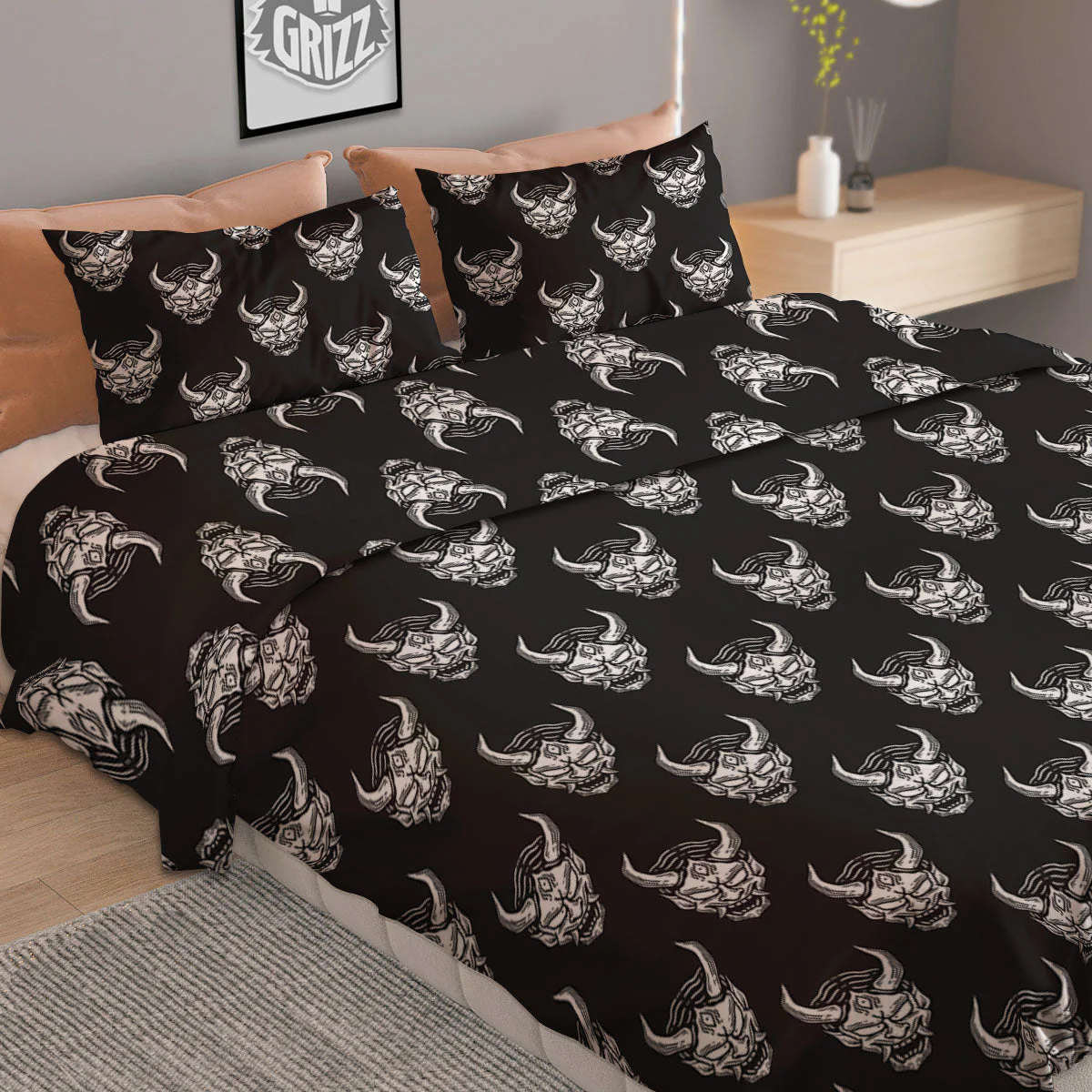 Samurai Ghost Mask Print Pattern Duvet Cover Bedding Set - Image 2
