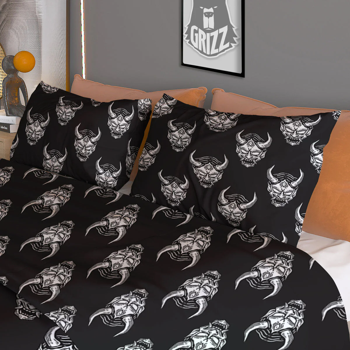 Samurai Ghost Mask Print Pattern Duvet Cover Bedding Set - Image 3