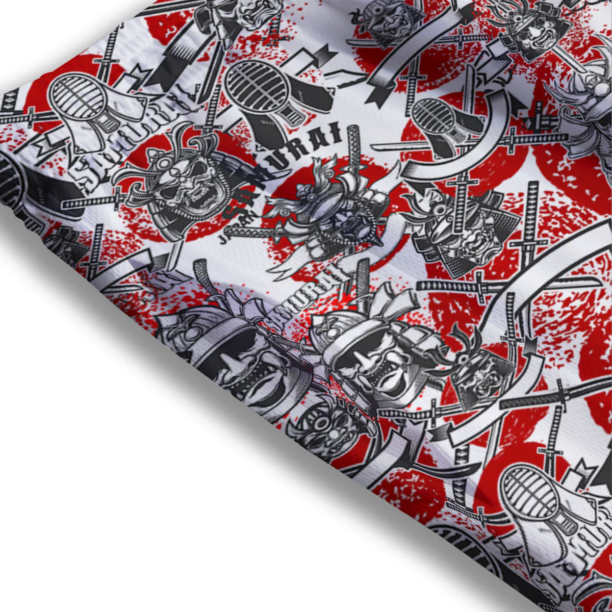 Samurai Japanese Print Pattern Mesh Shorts - Image 3