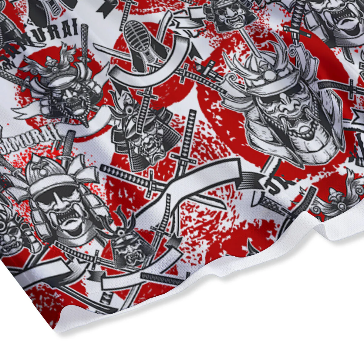 Samurai Japanese Print Pattern Mesh Shorts - Image 4