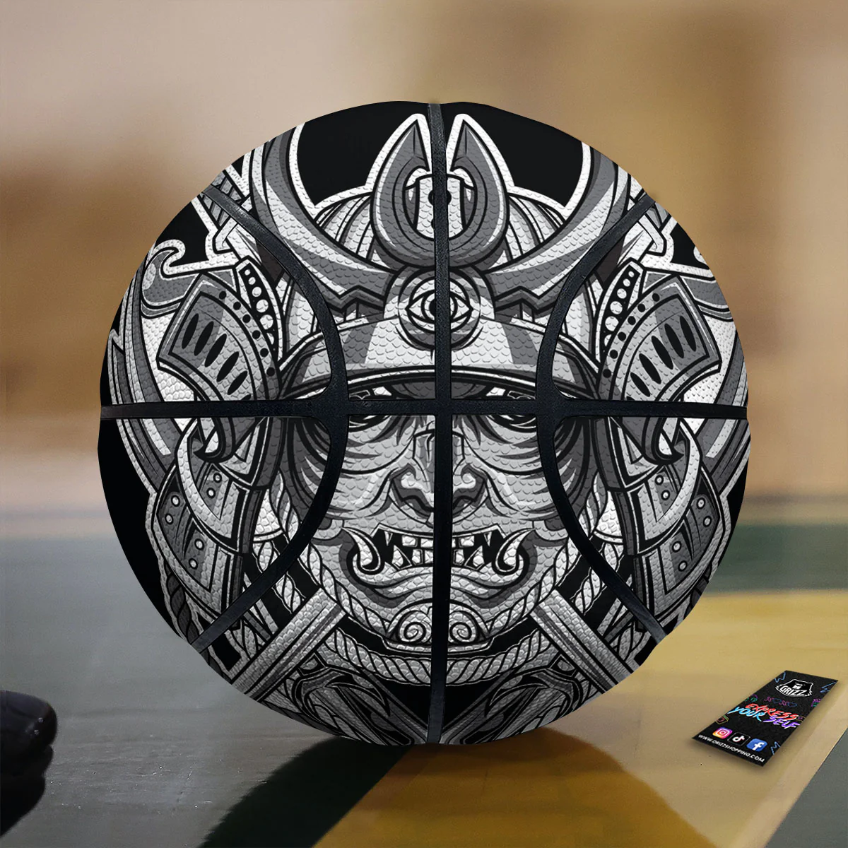 Samurai Mask Silver Print Basketball