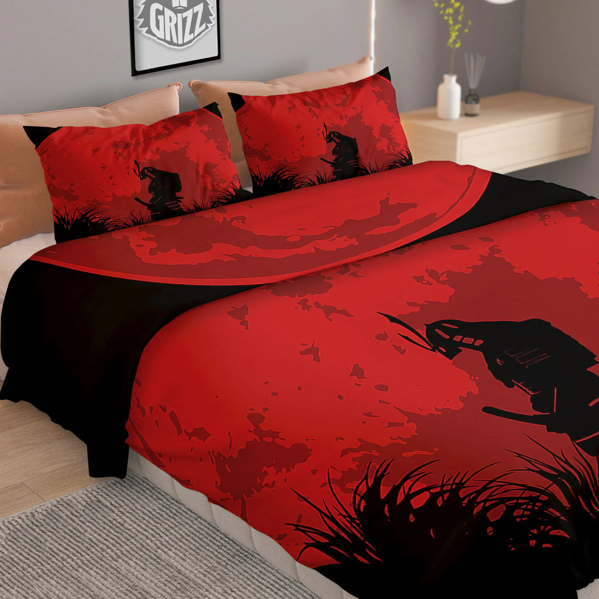 Samurai Red Sun Print Duvet Cover Bedding Set - Image 2