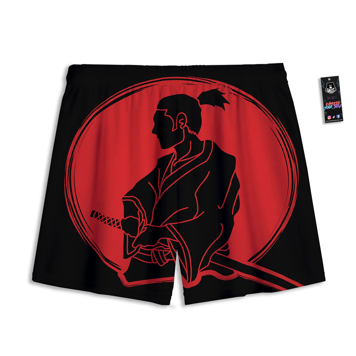 Samurai Red Sunset Print Mesh Shorts - Image 2