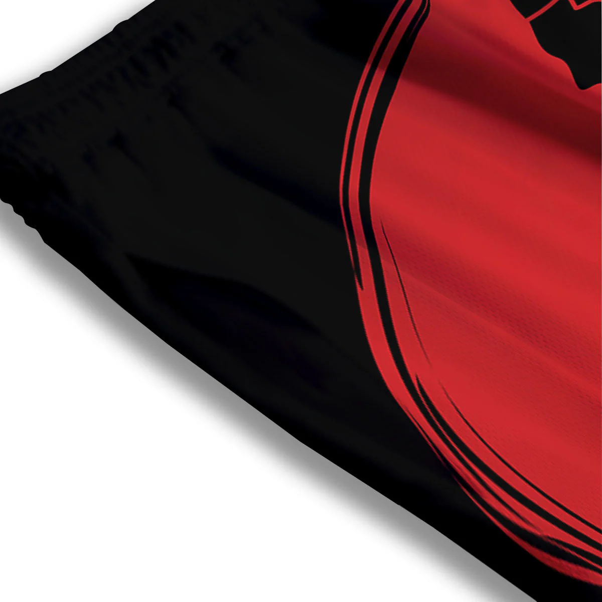 Samurai Red Sunset Print Mesh Shorts - Image 3