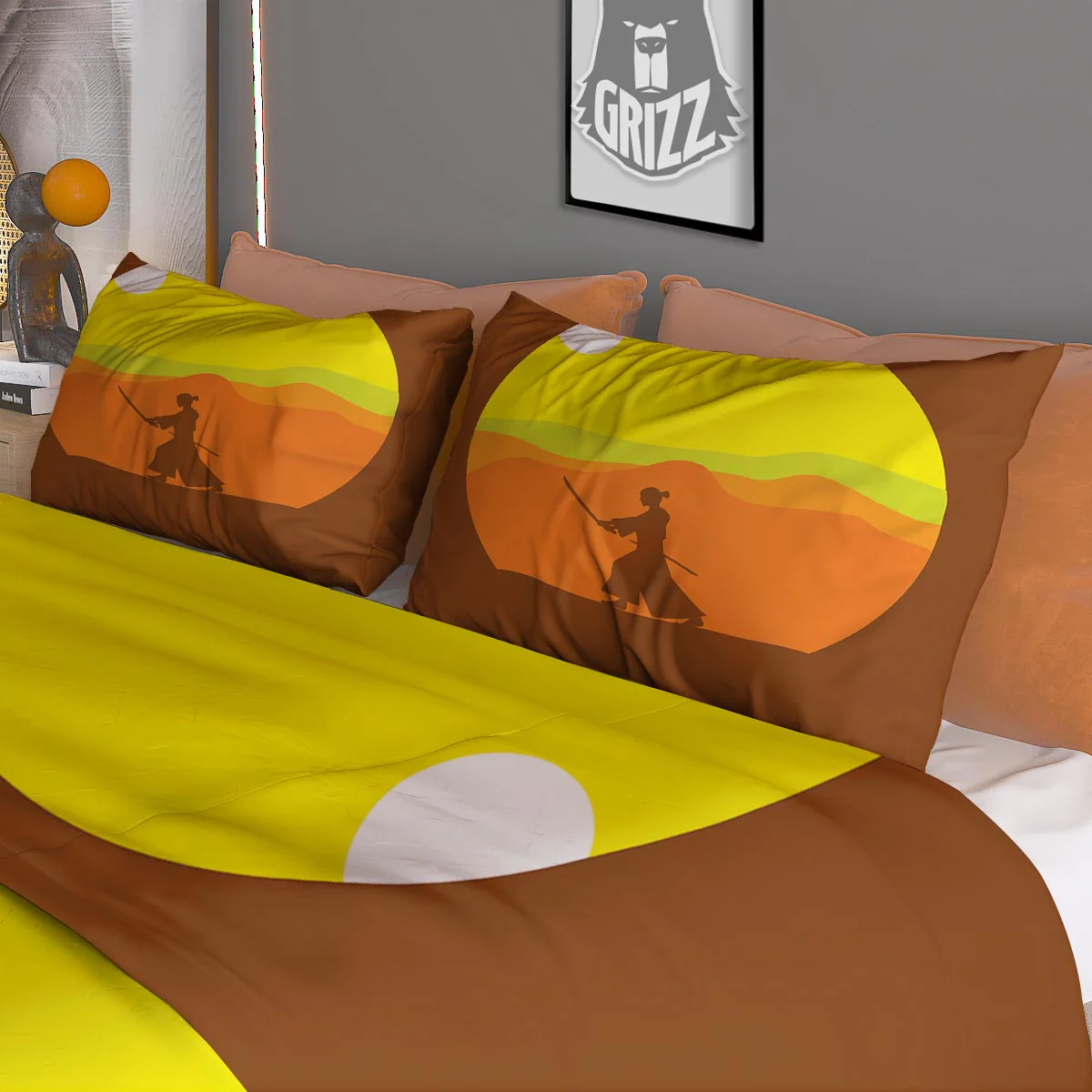 Samurai Sunset Japanese Print Duvet Cover Bedding Set - Image 3