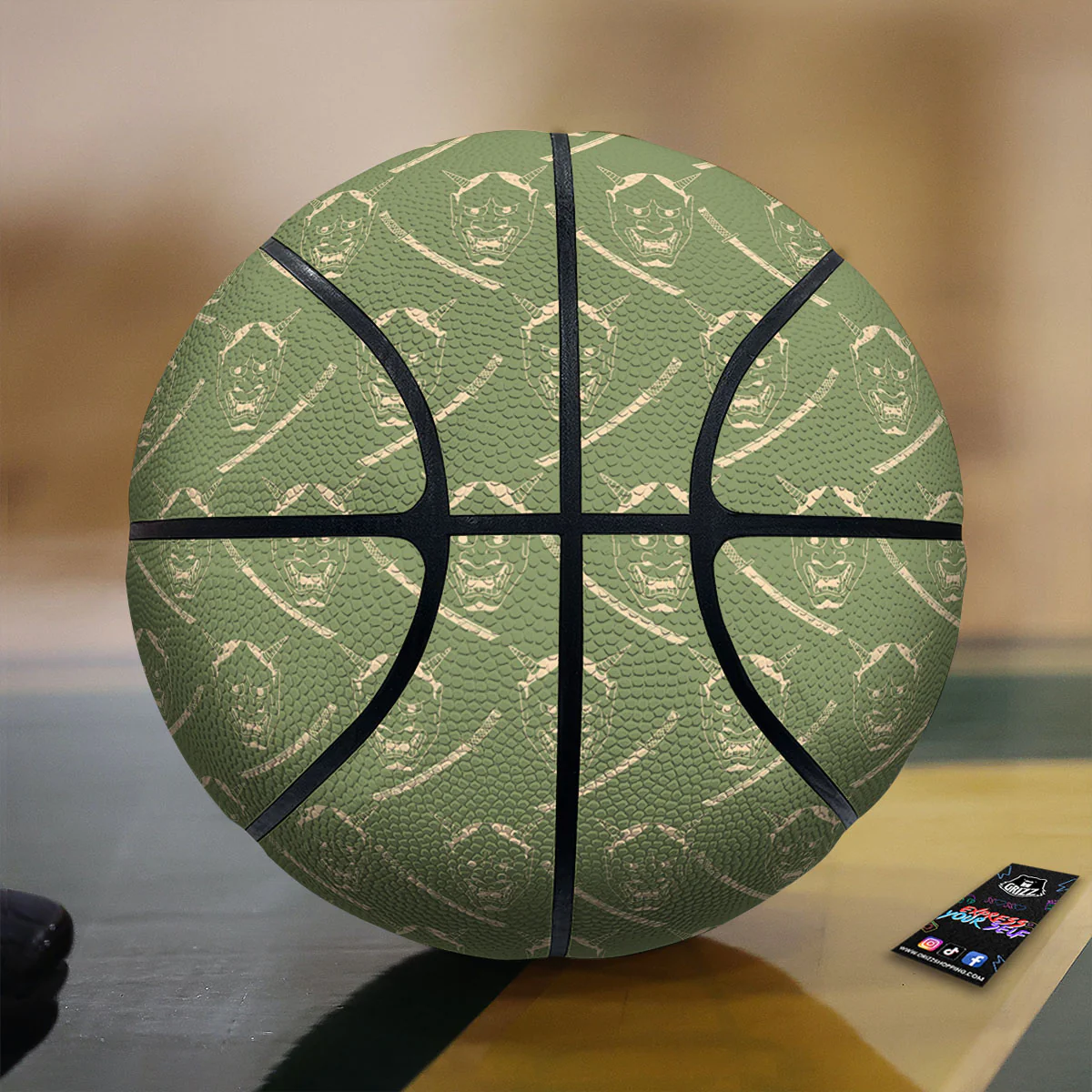 Samurai Warrior Mask Japanese Print Pattern Basketball