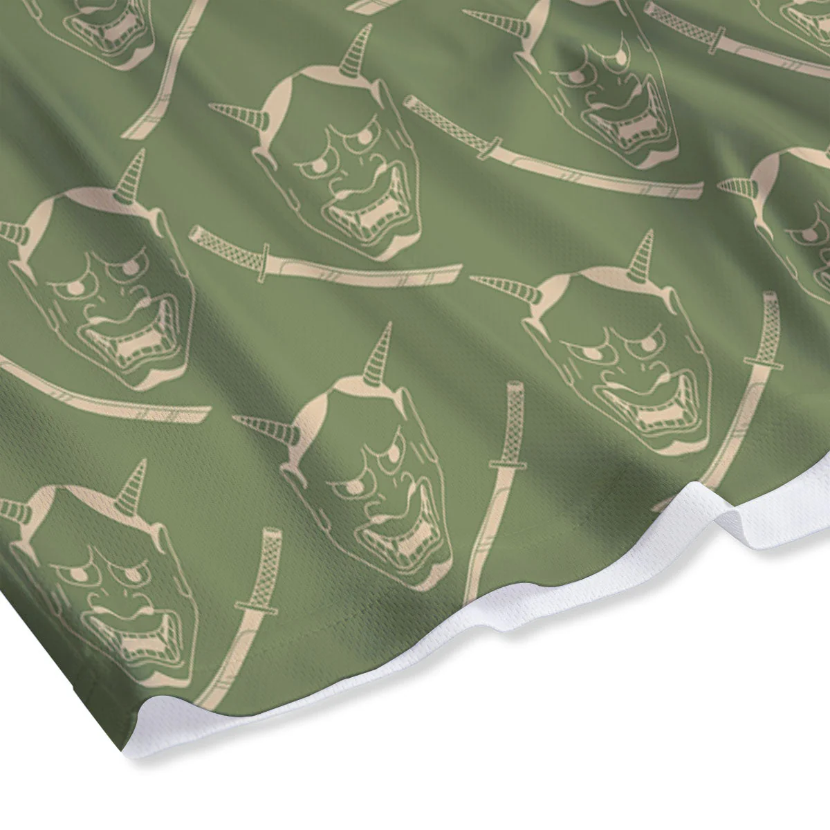 Samurai Warrior Mask Japanese Print Pattern Mesh Shorts - Image 4
