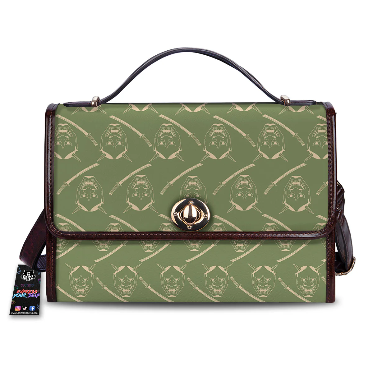 Samurai Warrior Mask Japanese Print Pattern Women's Satchel Bag