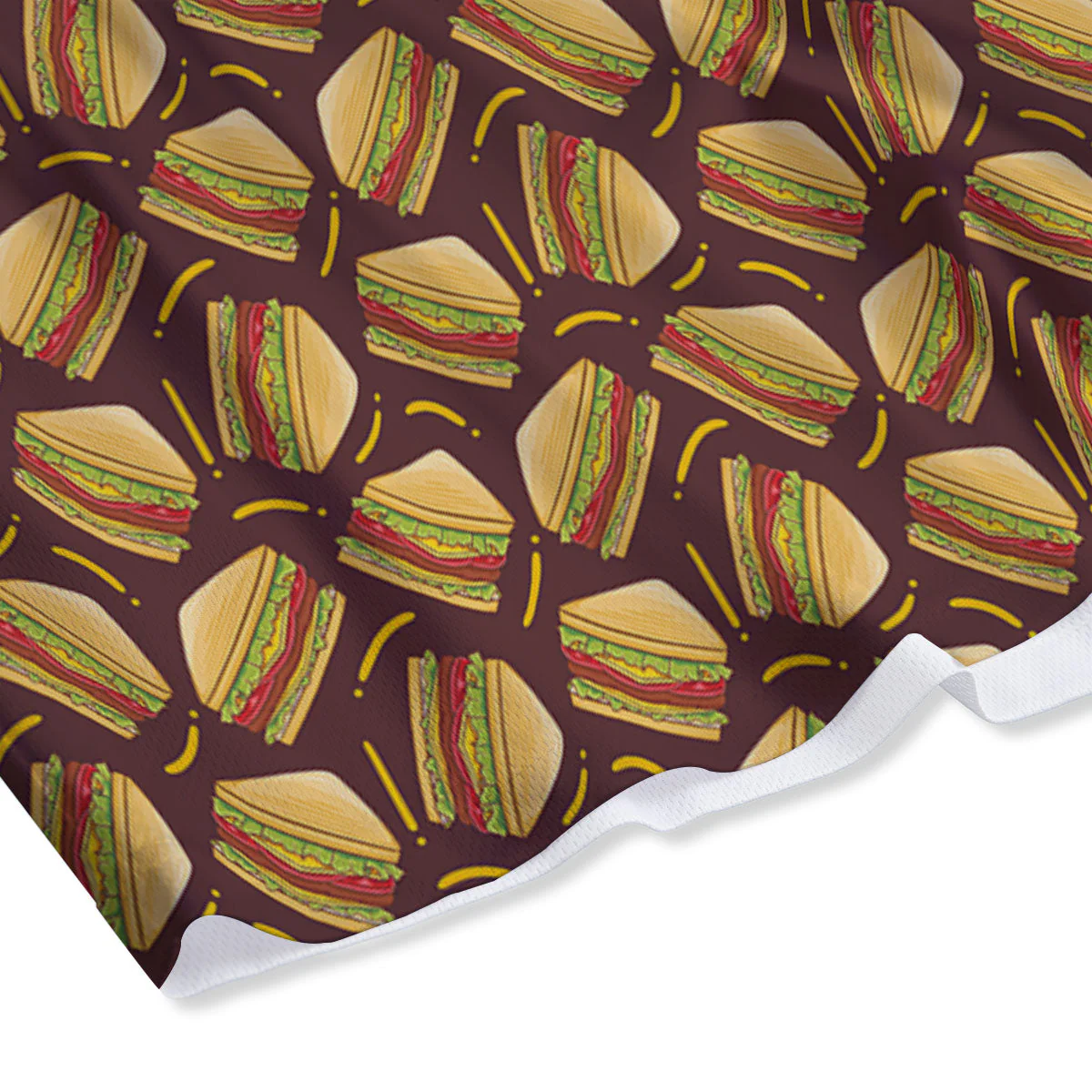 Sandwiches Brown Print Pattern Mesh Shorts - Image 4