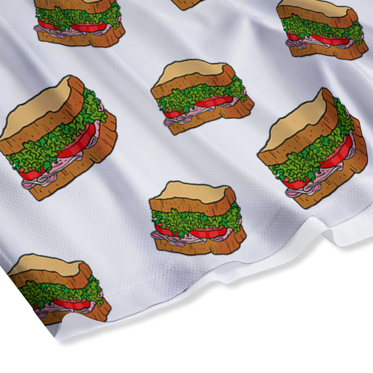 Sandwiches White Print Pattern Mesh Shorts - Image 4