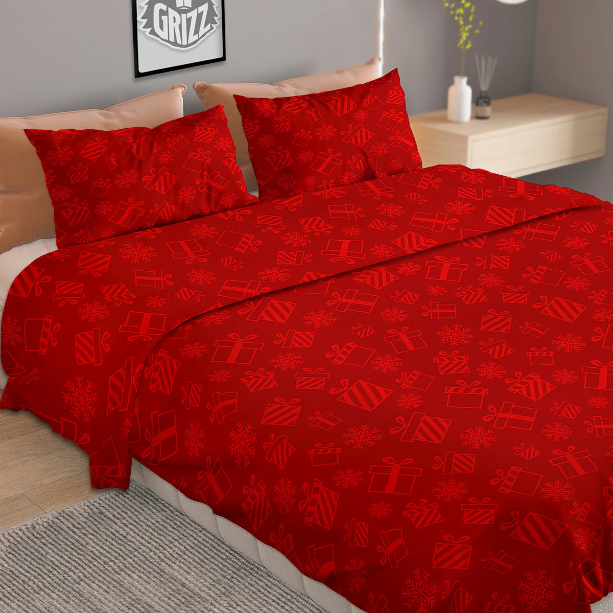 Santa Christmas Gift Print Pattern Duvet Cover Bedding Set - Image 2