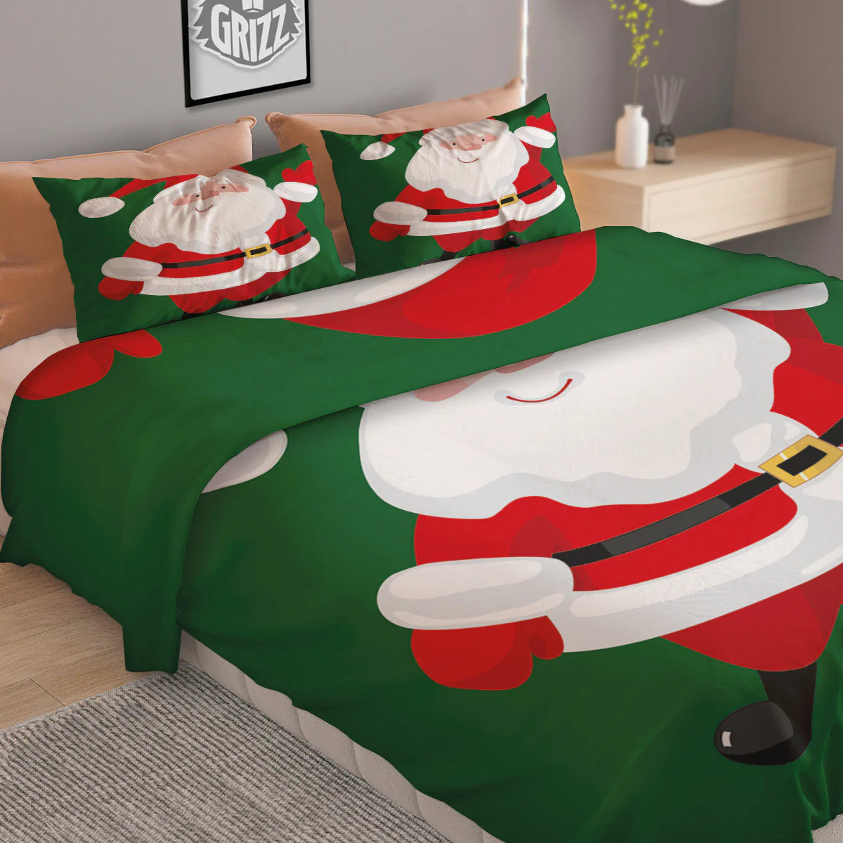 Santa Claus Cartoon Print Duvet Cover Bedding Set - Image 2