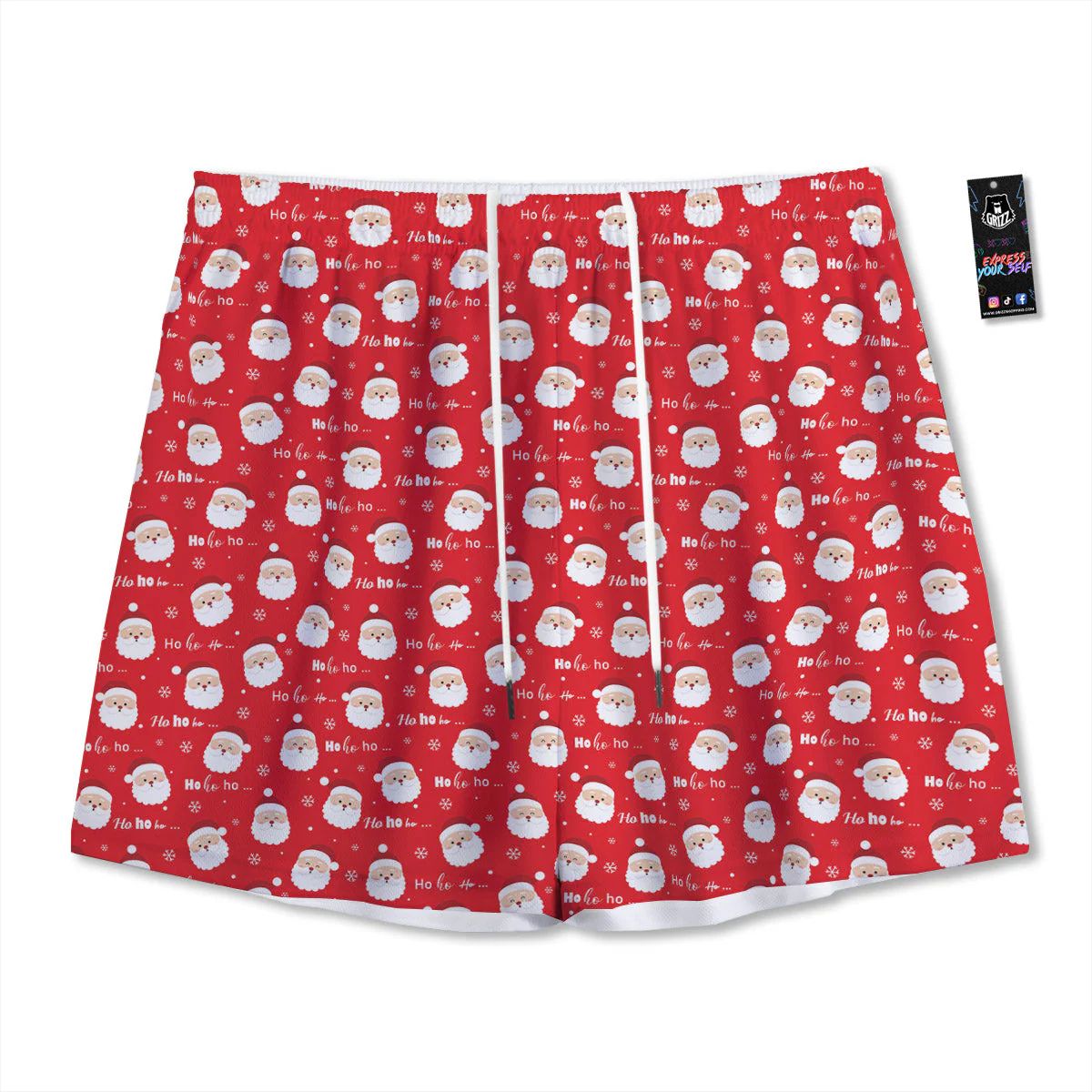 Santa Claus Christmas Print Pattern Mesh Shorts