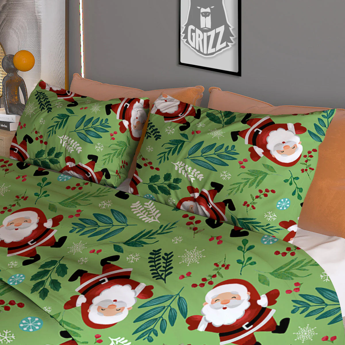 Santa Claus Happy Print Pattern Duvet Cover Bedding Set - Image 3