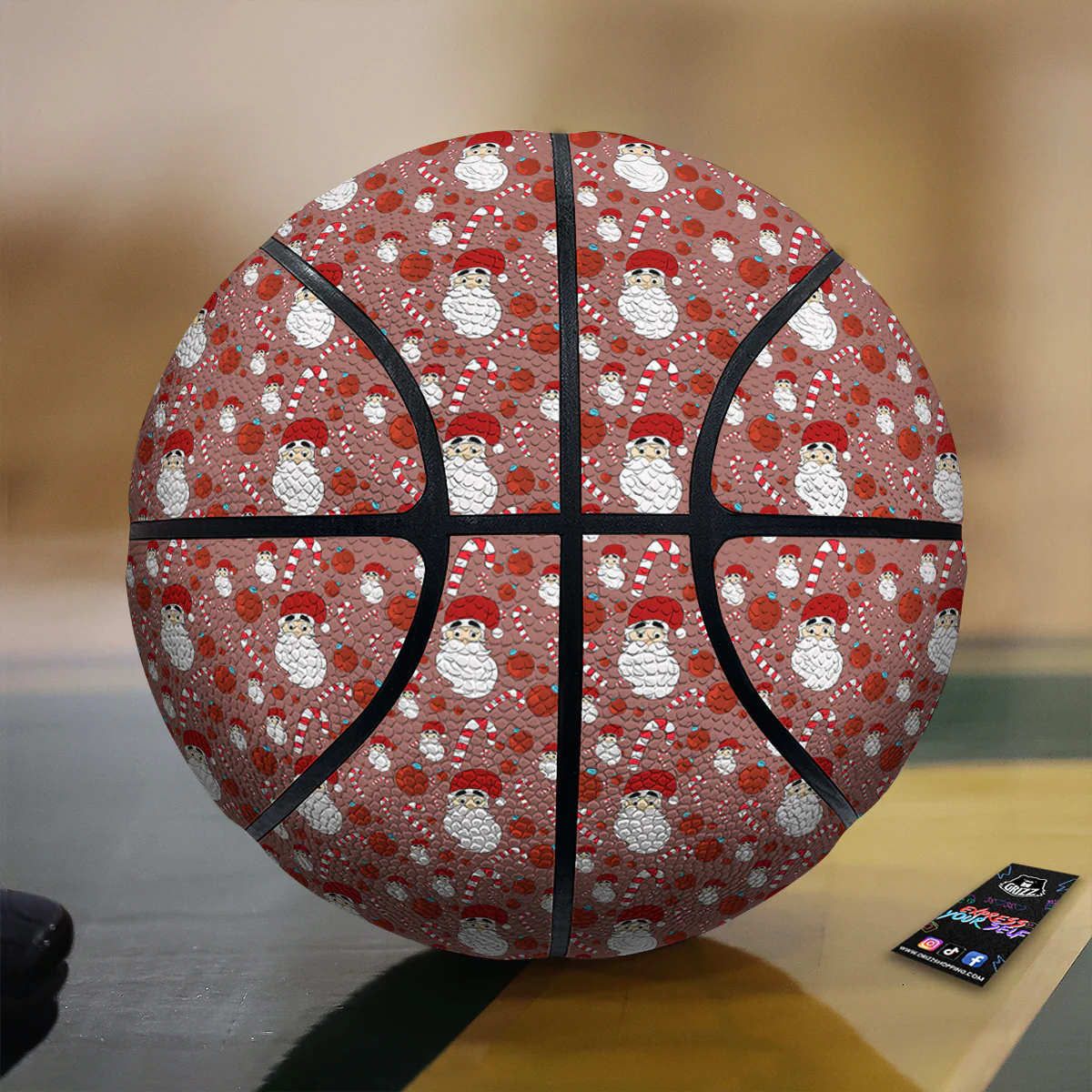 Santa Claus Hat And Candy Print Pattern Basketball