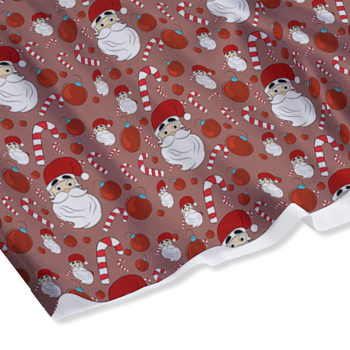 Santa Claus Hat And Candy Print Pattern Mesh Shorts - Image 4