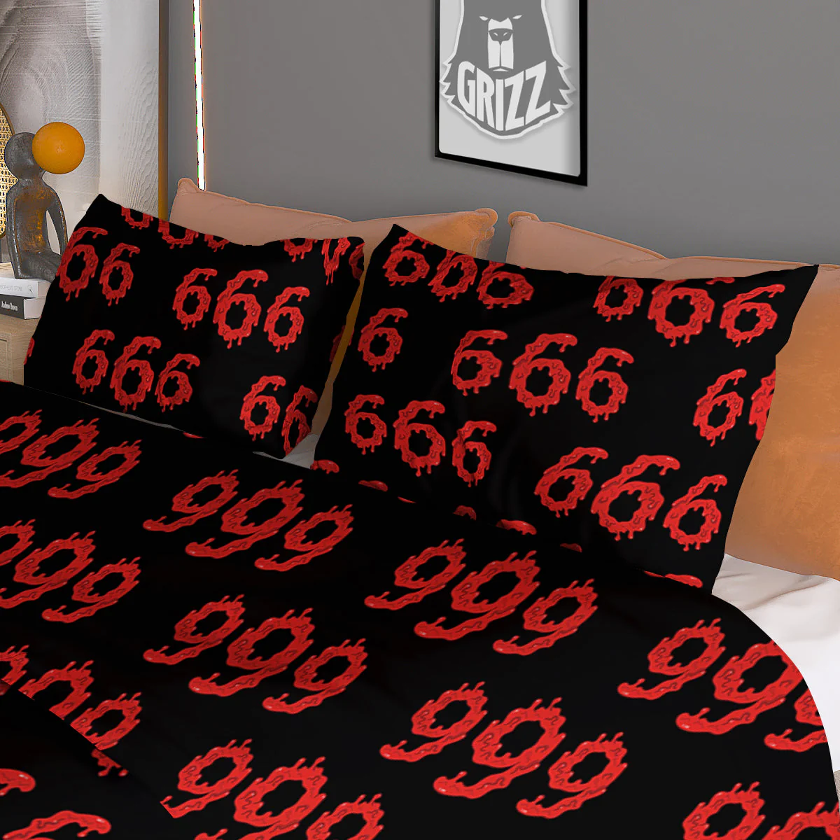 Satan 666 Print Pattern Duvet Cover Bedding Set - Image 3
