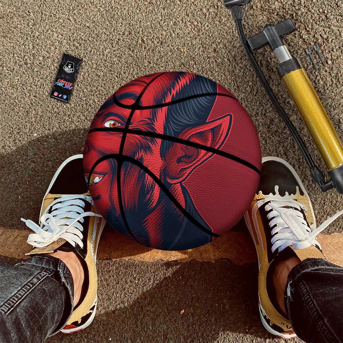 Satan Red Devil Print Basketball - Image 2